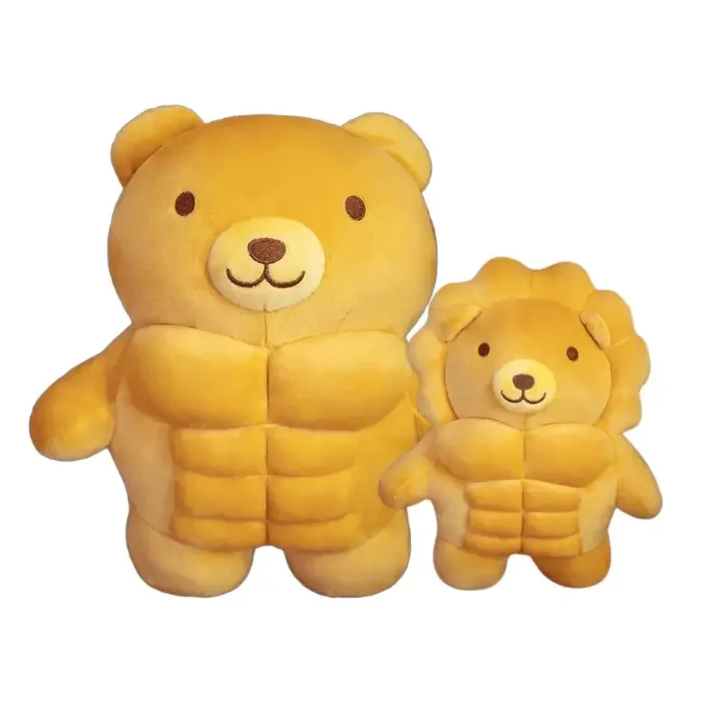 30-70 см милый хлеб большой мышечный медведь плюшевая игрушка лев мышечная свинья