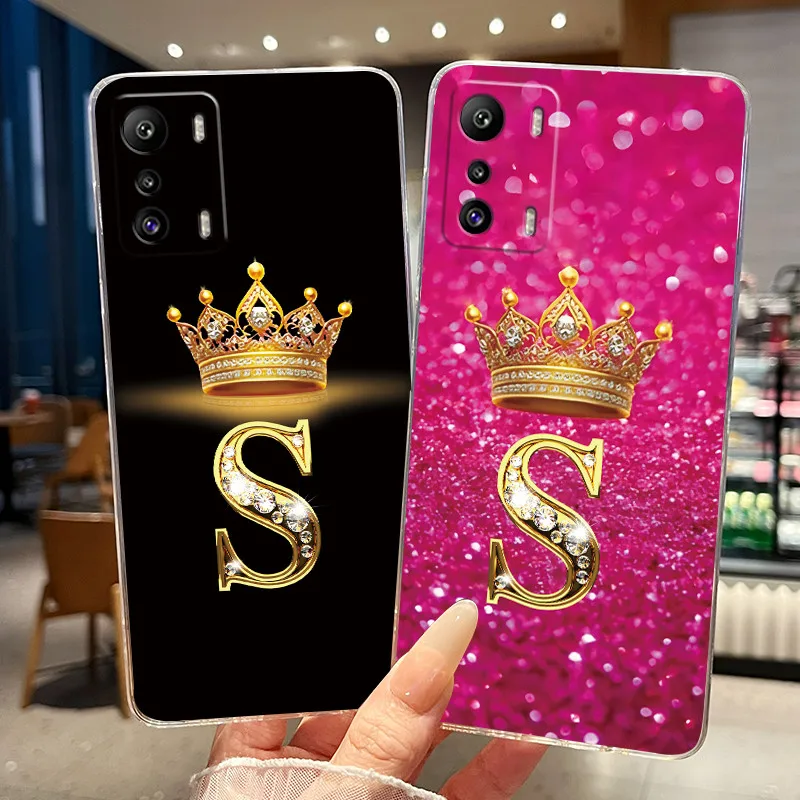 Фото Чехол для Infinix Zero 5G 2022 X6815 X6815B, модный чехол с короной и инициалами, прозрачная мягкая силиконовая задняя крышка из ТПУ №1