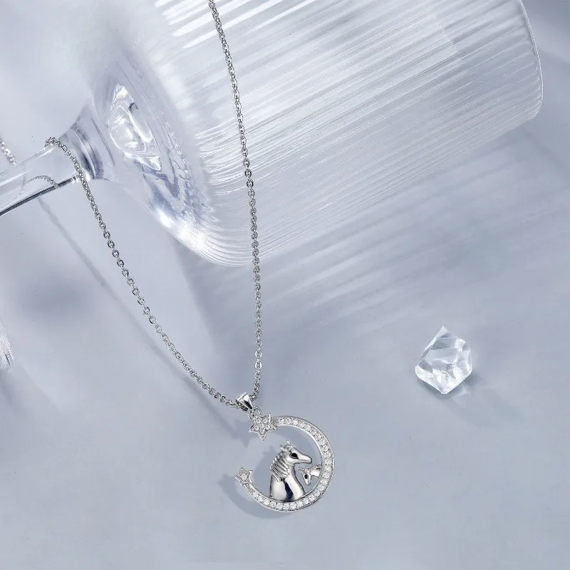 Серебряное женское ожерелье с подвеской ожерелья для матери лошади и ребенка