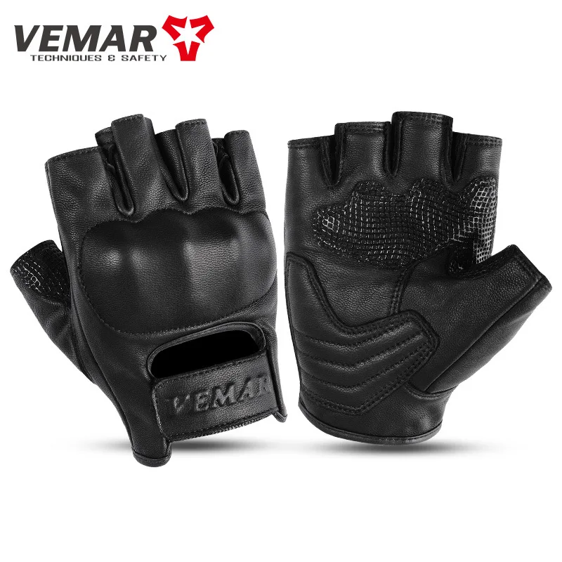 

Motorcycle riding half-finger leather gloves motorcycle retro men's and women's knight breathable anti-fall cushioning