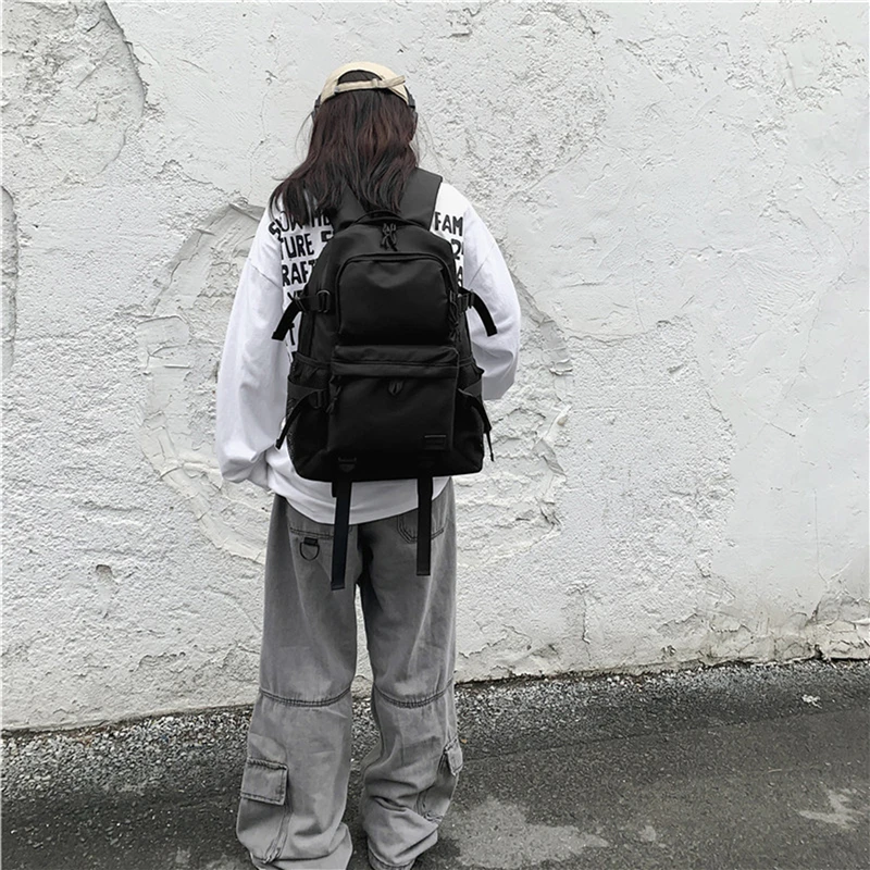 

Adult Backpack Black Anti Theft Splashproof Fashion Zipper Clip Bag For Adult Travel Multifunctional Adult Knapsack