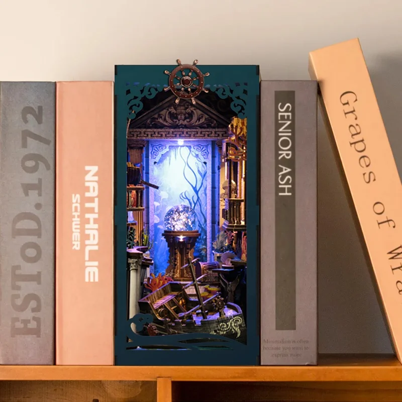 DIY деревянный книжный уголок загадка на морском дном подставка для книг фигурки
