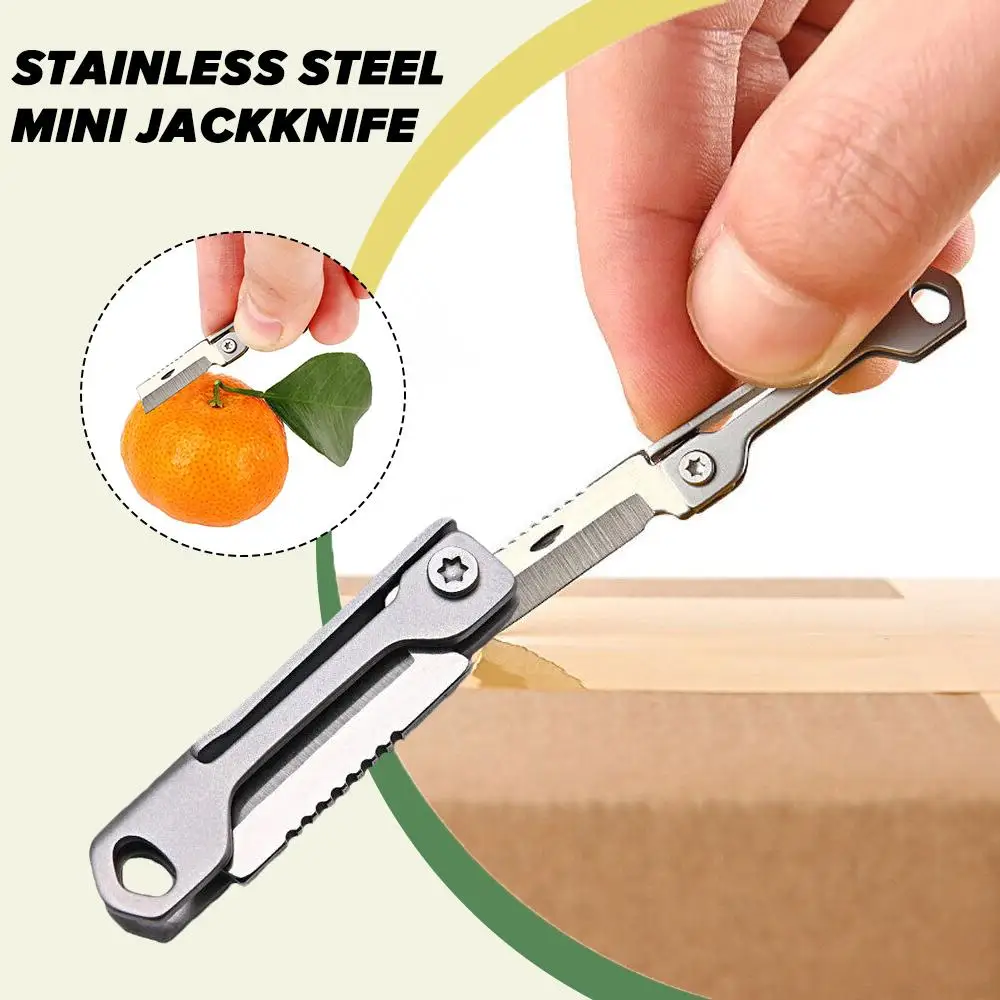 

Mini Fixed Knife Portable Keychain Folding Knife Package Paper Box Cutter Knife For Men Survival Gadgets EDC Jackknife P0B9