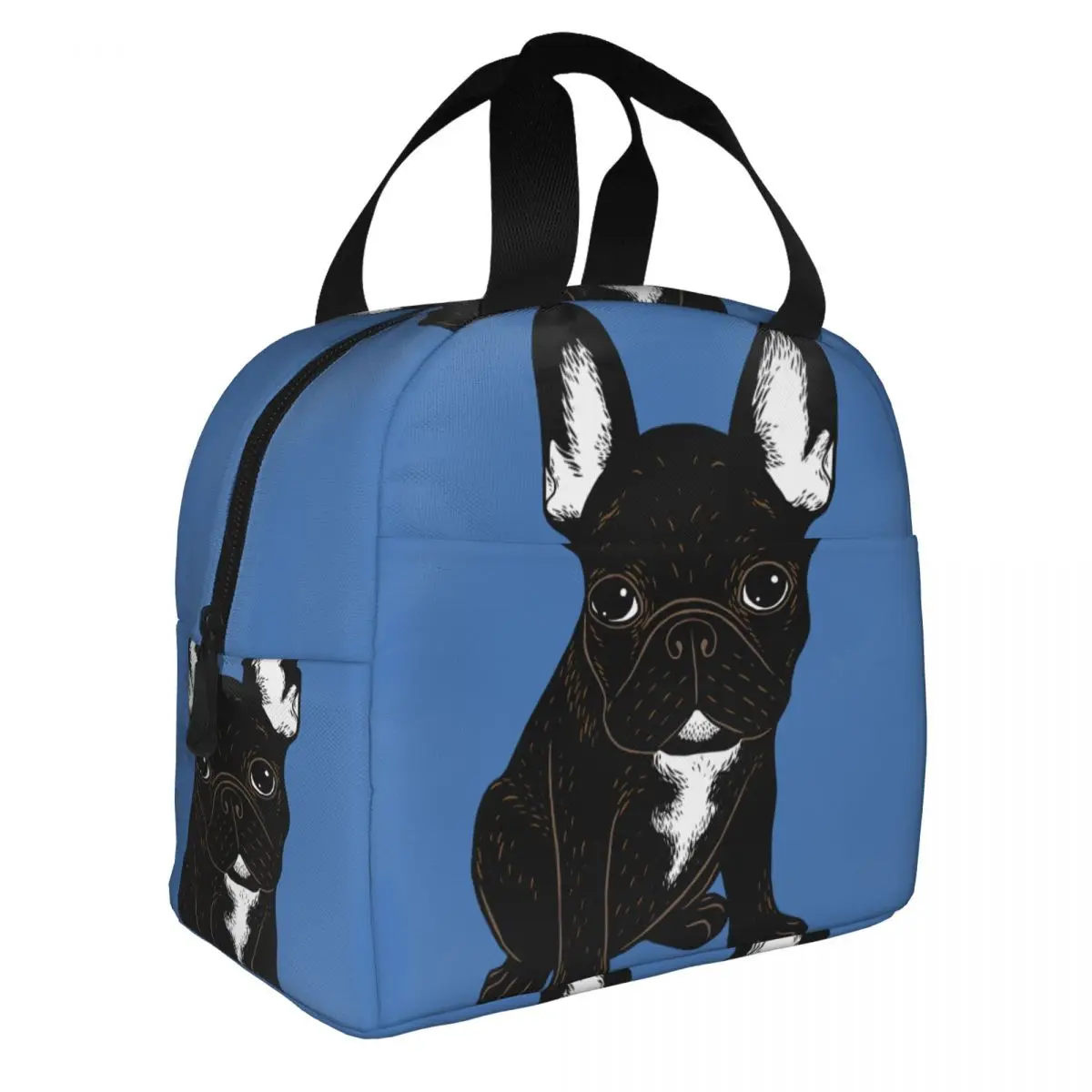 Brindle French Bulldog Lunch Bento Bags Portable Aluminum Foil thickened Thermal Cloth Lunch Bag for Women Men Boy