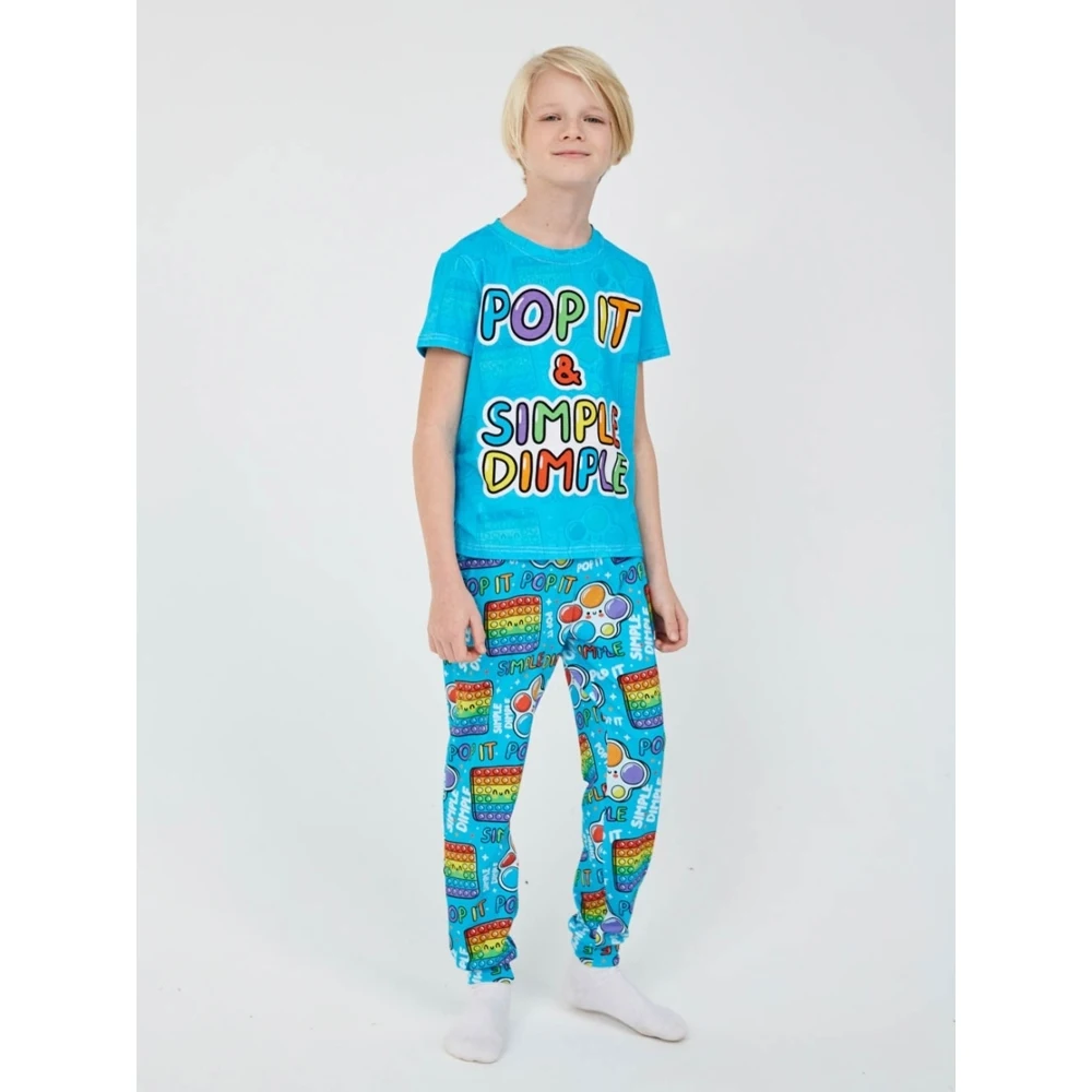 Пижамный комплект для мальчика и девочки FortyFour KPJ038 голубой 100% хлопок - купить по
