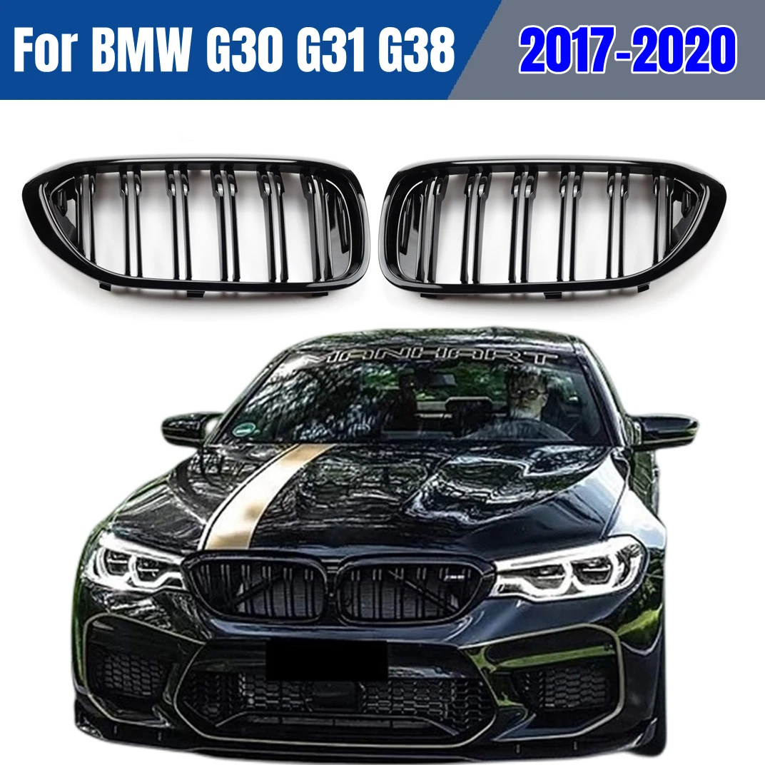 

A pair Front Bumper Grill For BMW 5 Series M5 G30 G31 G38 520i 530i 540i ABS 2-Slat Gloss Black Front Kidney Grille