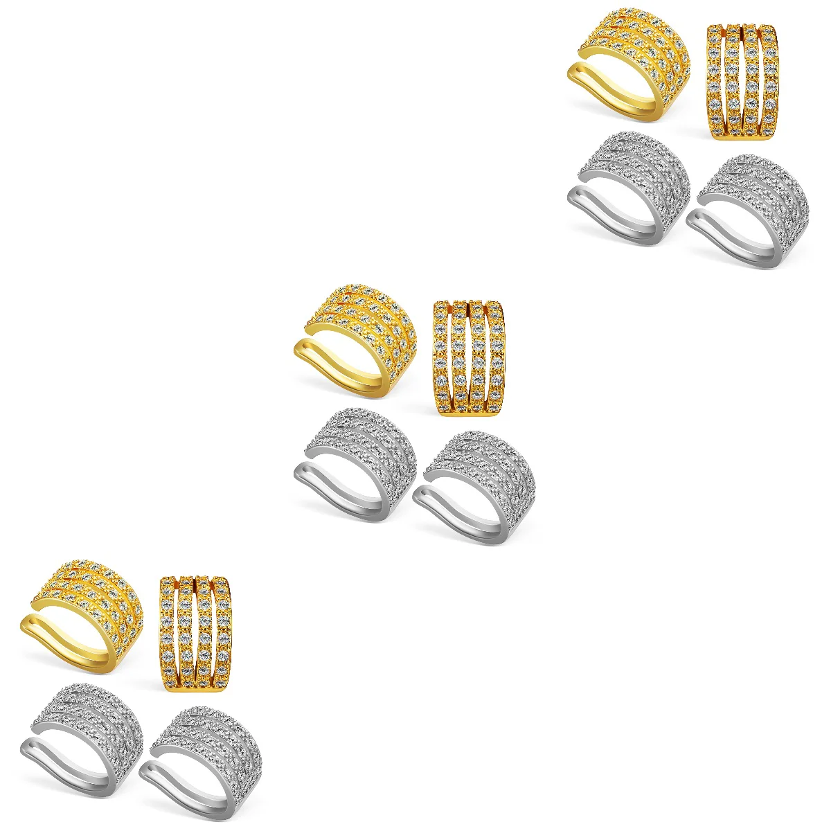 

12 Pcs Ear Clip Women Girls Cuffs Earrings Cross Super Flash Copper Student