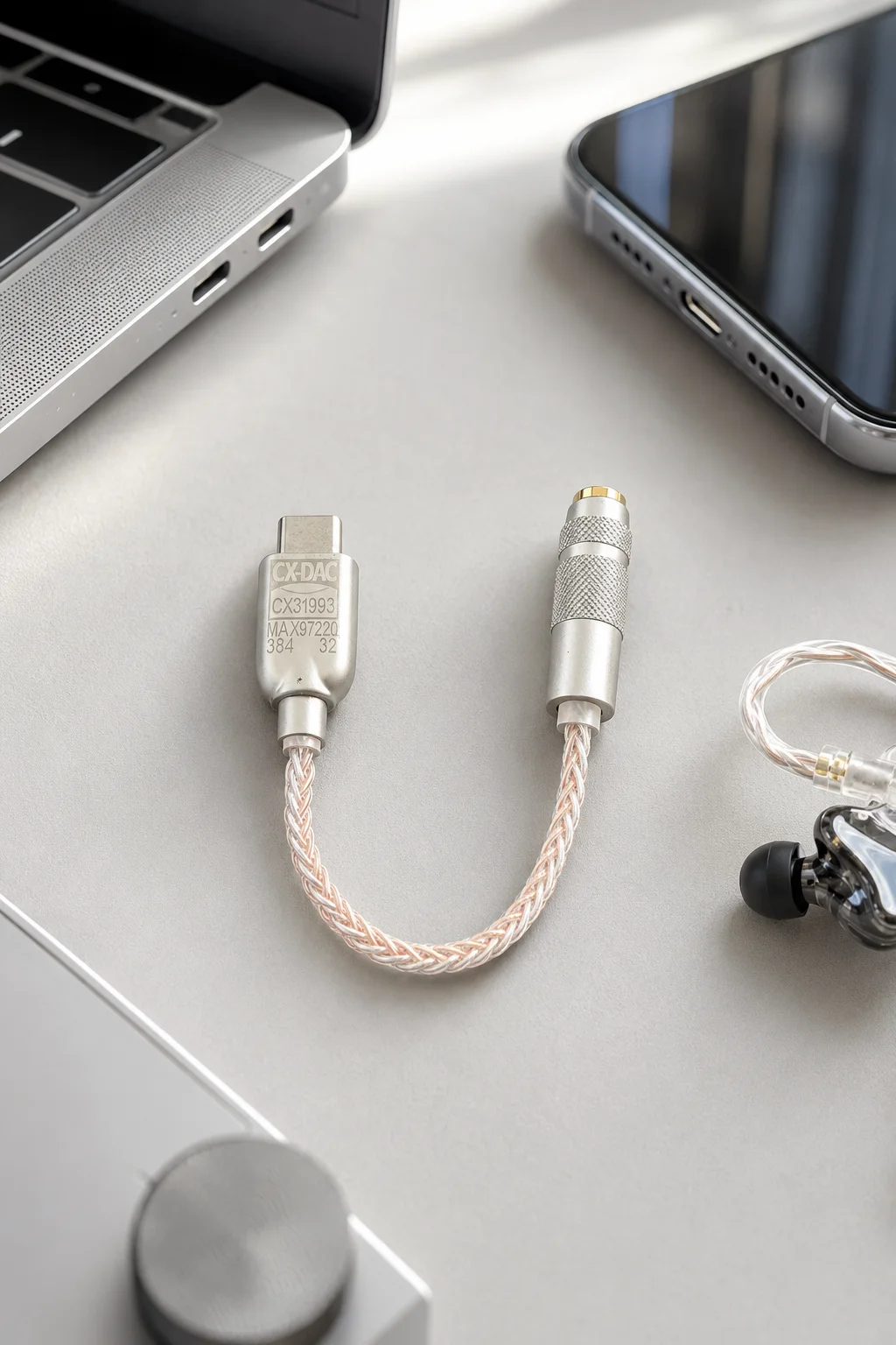 Фото 2 шт., 4 шт., 6 шт. USB-C DAC-адаптеры CX31993 MAX97220, Hi-Fi аудиоконвертеры Type-C на 3,5 мм, усилители для наушников, 32 бит, 384 кГц №2