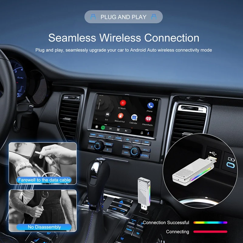 Проводной к беспроводному Android Auto Box Беспроводной адаптер Голосовой помощник AI