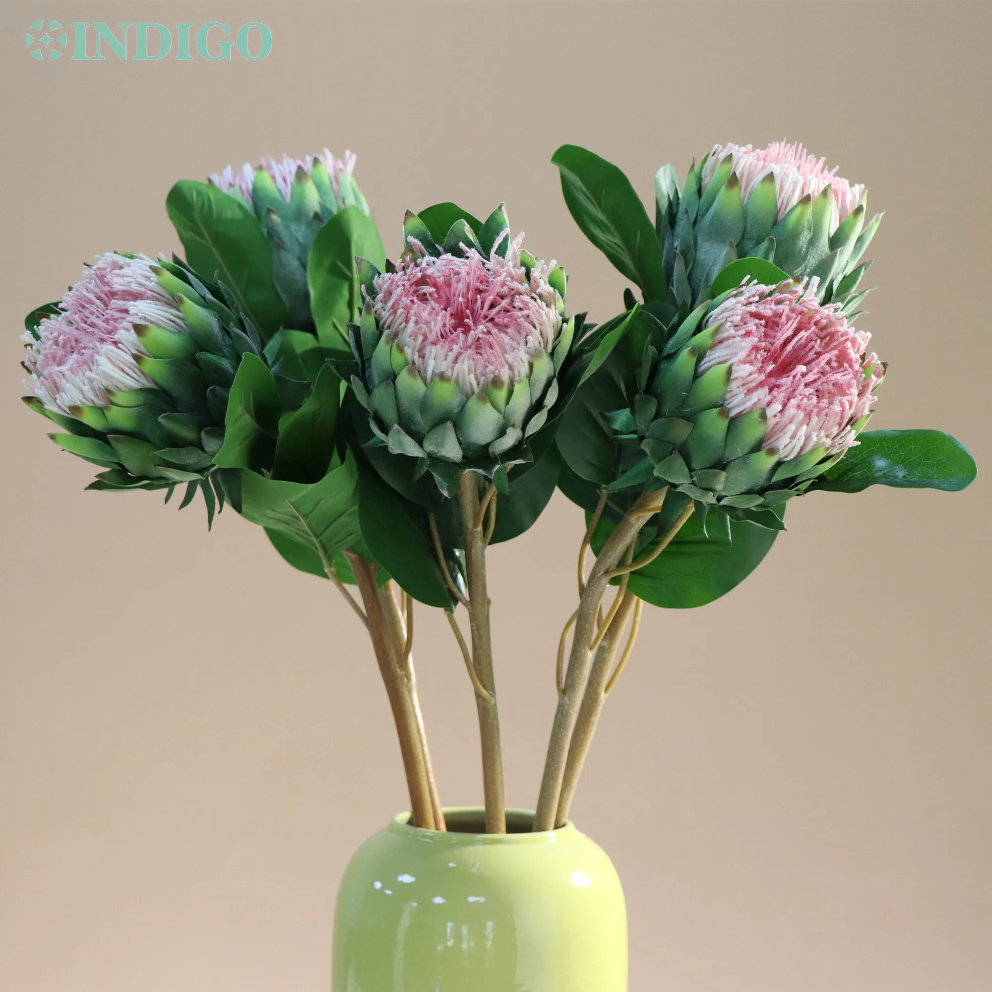 5PCS Pink Protea Cynaroides Queen 58CM Head 10CM Artificial Flower Wedding Party Event Christmas Shopwindow Decoration - INDIGO