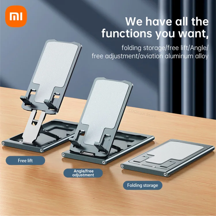 

Xiaomi Portable Foldable Aluminum Desktop Display Charge Mobile Phone Holders for Mobile Phones of Any Size Phone Tablet Stand