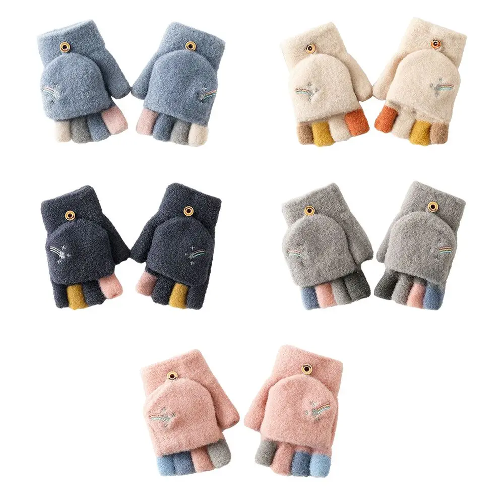 

Thickened Exposed Finger Autumn Winter Cute Warm Gloves Half Finger Gloves Touch Screen Gloves Knitting Mitten