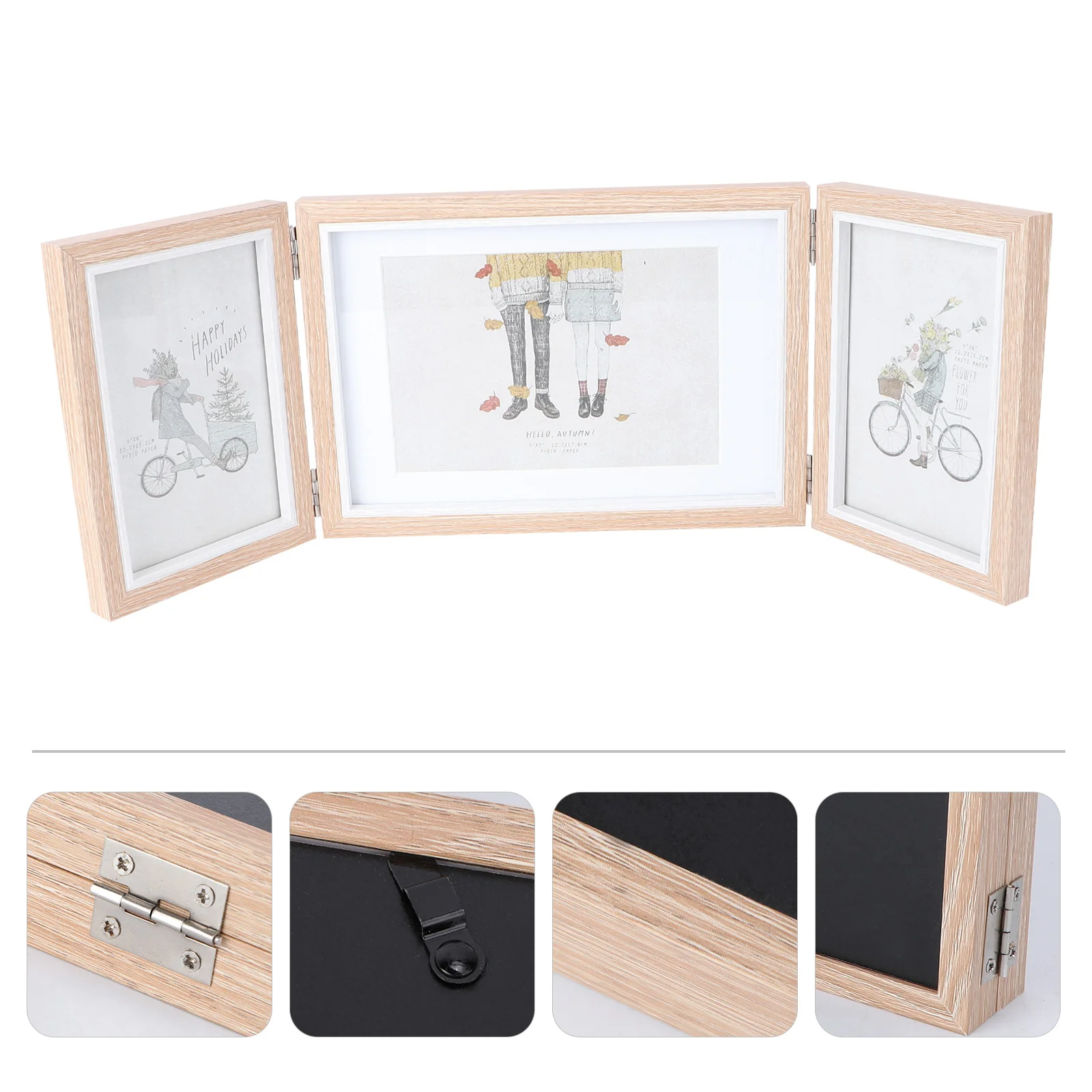 

Frame Photo Picture Frames Folding Triple Wooden Desk Tabletop Wedding Hinged Baby Multi 6X4 Albumdesktop Holders Standing Three