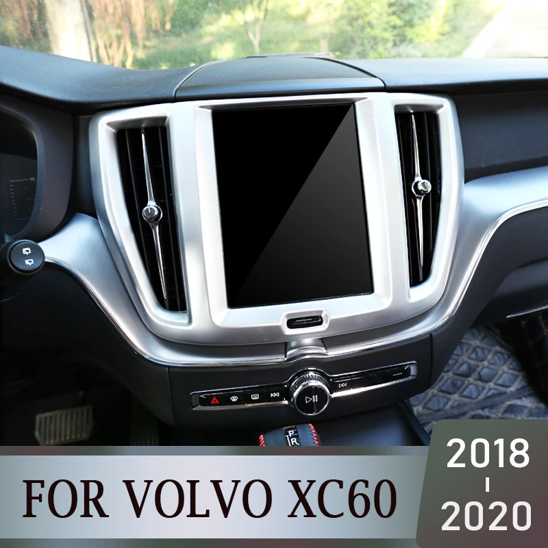 

For Volvo XC60 2018 2019 2020 Carbon Fiber Car Control Navigation Panel Decoration Cover Trim Frame ABS Chrome Accessories