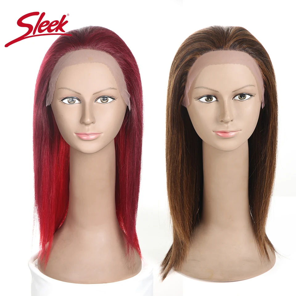 Sleek Brazilian Straight Lace Front Human Hair Wigs Brown 33# Blonde Highlight F1B/30 Red Color Wig 13X4 Lace Frontal Remy Wig