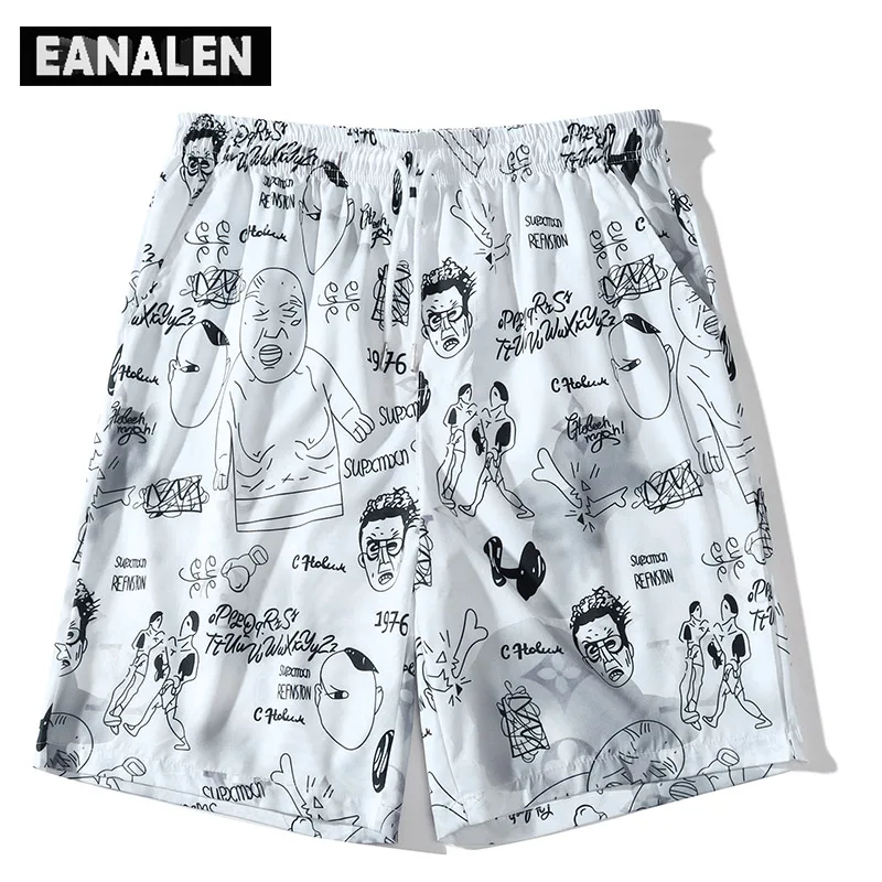 

2022 summer graffiti hand-painted graphics beach pants men's surfing oversized pants fashion anime casual shorts sports basketba