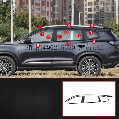 Для Tiggo 8 pro MAX накладка на окно из нержавеющей стали, ярко-черная, PRO, край окна двери, черные автомобильные аксессуары, модификационные детали