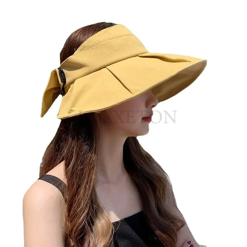 

Fashion Women's Bow Sun Hat for Ladies Casual Sports Golf Travel Sun Protection Visor Hats Female Wide Brim Shade Beach Hat