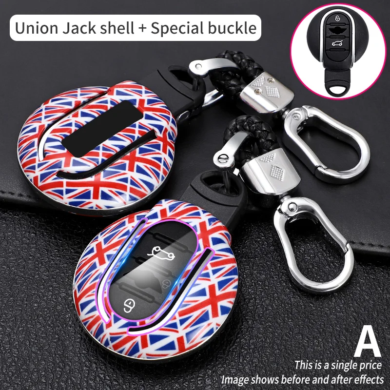 

Car Styling Key Case Cover Chain Union Jack For BMW Mini Cooper JCW F54 F55 F56 F57 F60 Clubman Countryman Car Accessories