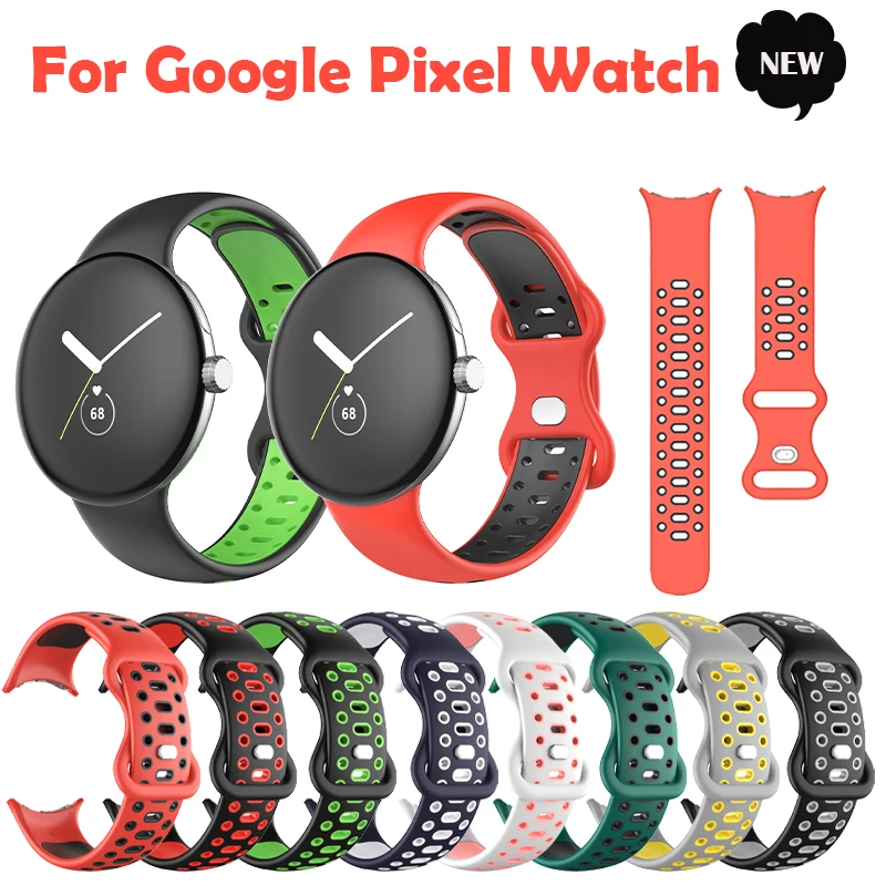 

Silicone Strap For Google Pixel Watch Band Pixel Watch Replacement Watchband Double-Color Wristband Bracelet Accessories