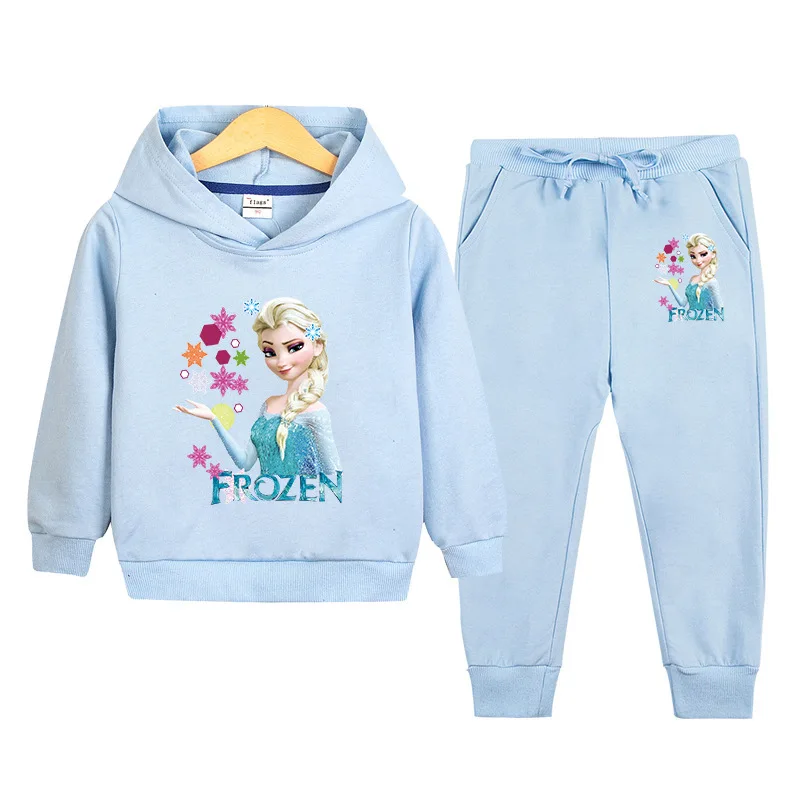 

Girl Cartoon Set Spring Autumn Kids Frozen Sports Hoodie Fashion Toddler Elsa Clothes Little Girls Princess Aisha Two-piece Sets