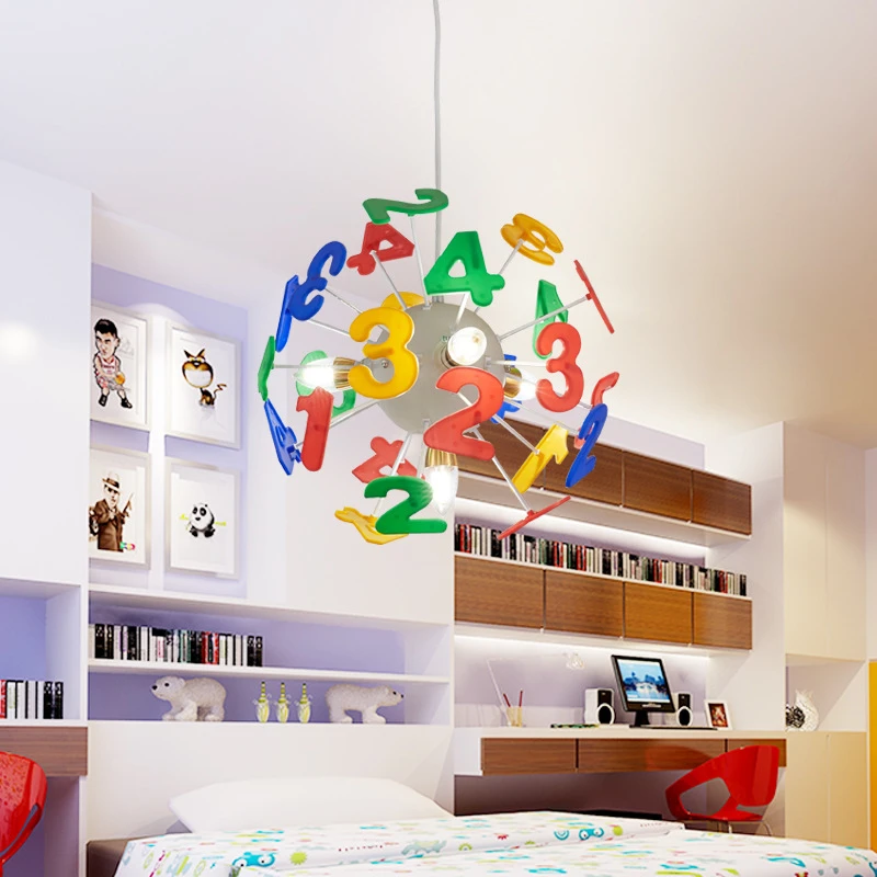 

Letters Digit LED Lights Creative Children's Room Chandelier Lamp Boy Girl Bedroom Lamps Kindergarten Decoration Lamp