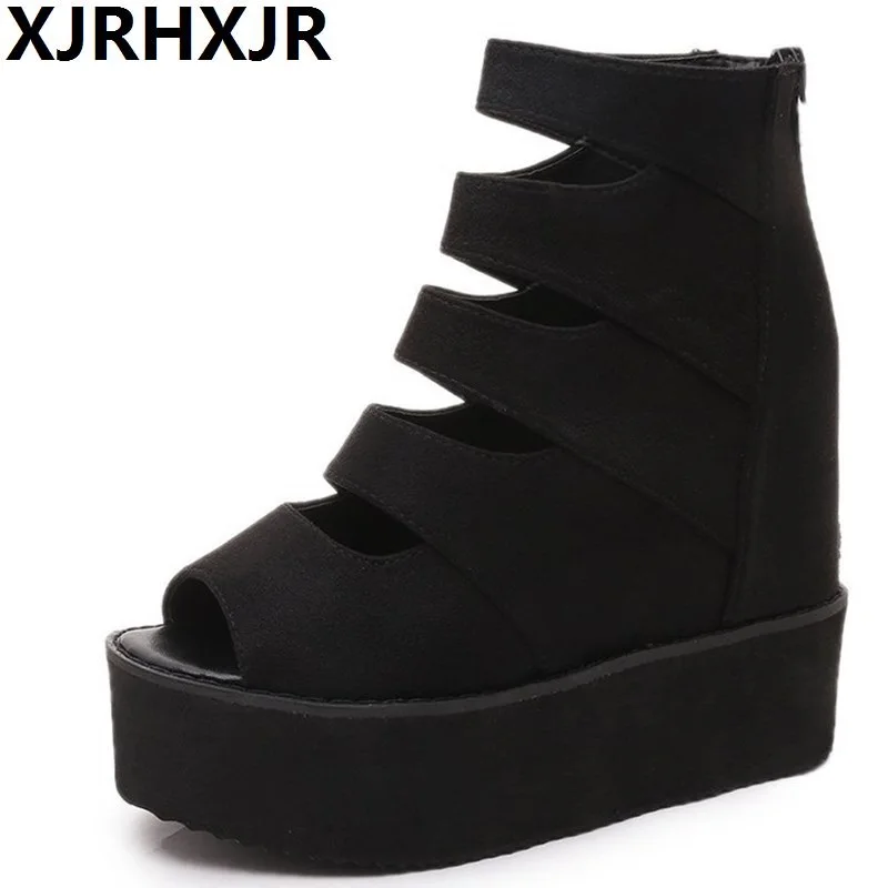 

High Heels Gladiator Sandals Women Platform Shoes Summer Fashion Leather Wedges Female Sandal Chunky Sandals For Woman Shoe