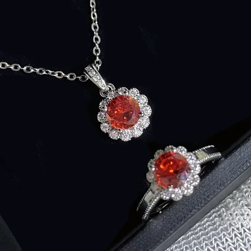 Высококачественные роскошные серьги MDL Moissanite Style Daisy Live Hot Set мандарин красный