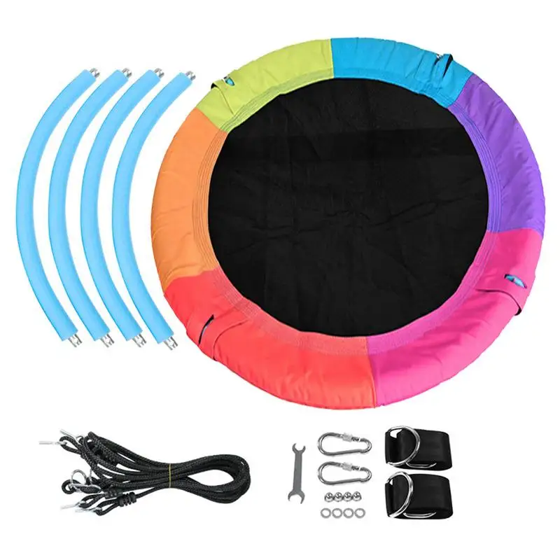 

Tree Swing For Kids Outdoor Round Swing With Adjustable Multi-Strand Ropes Height Adjustable 40 Inch Outdoor Children Swing