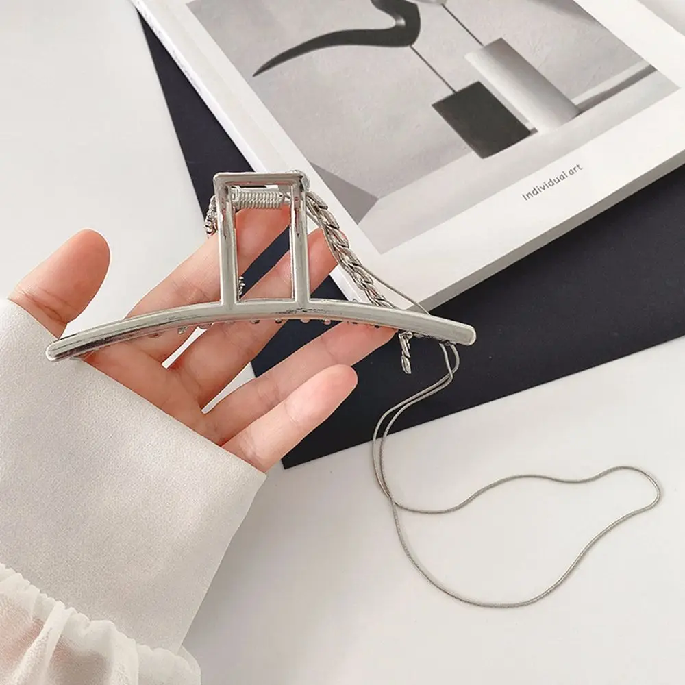 

Simple Cool Geometry Korean Temperament Alloy Chain Rhinestone Hair Clip Hair Accessories Tassel Hair Claw