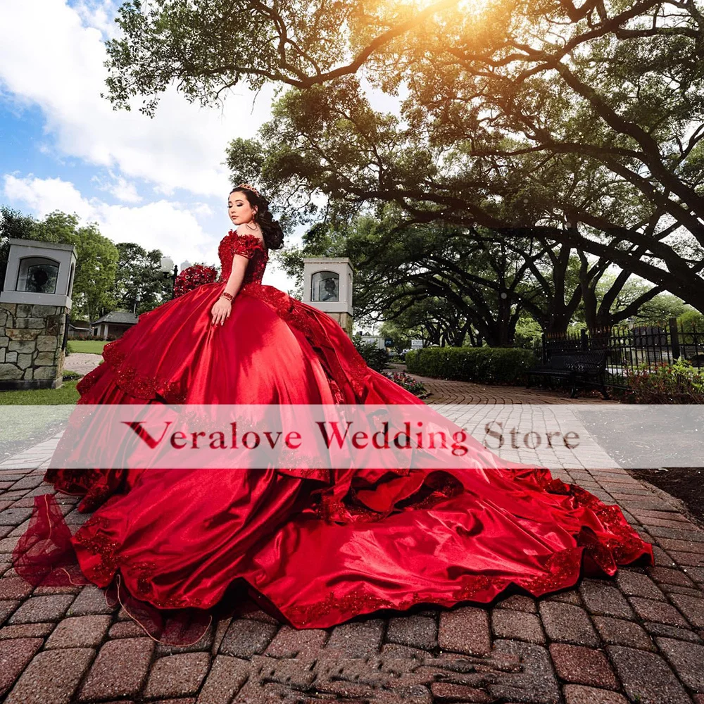 Красные кружевные платья для Quinceanera 15 лет винтажные милые 16 день рождения