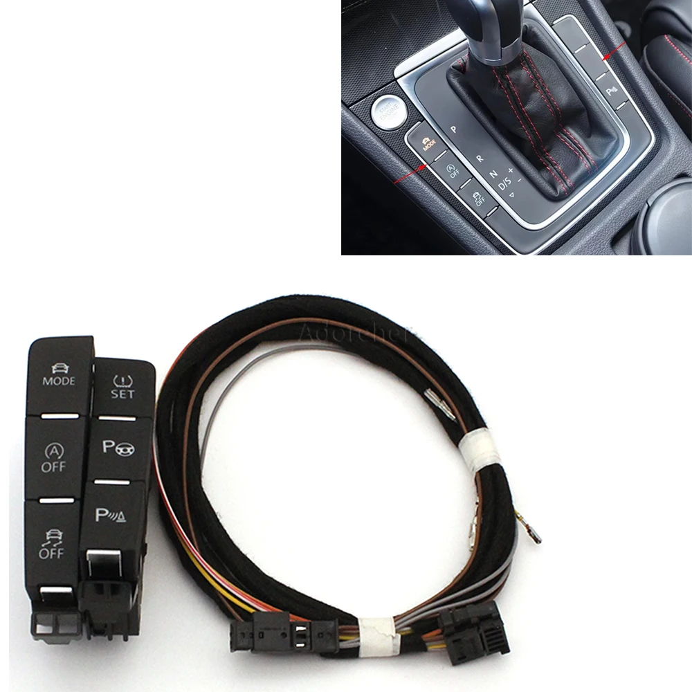 

Для VW Golf 7 MK7 левый и правый автомобильный центральный переключатель парковочного радара с кабелем ESP OFF, кнопка запуска, режим остановки, узор вождения