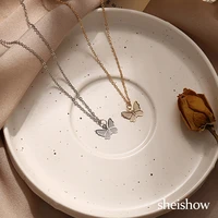 sheishow minimalist design butterfly pendant necklace for women choker delicate clavicle chain fashion jewelry girls collar gift