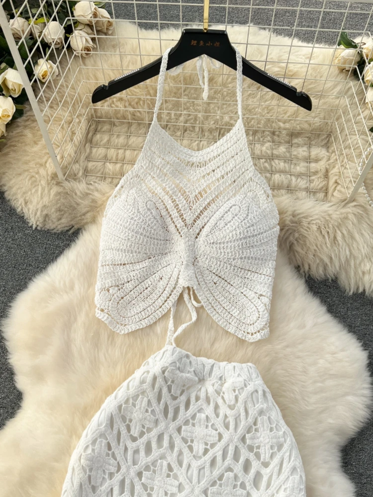 Женский трикотажный комплект из двух предметов привлекательный пляжный костюм в