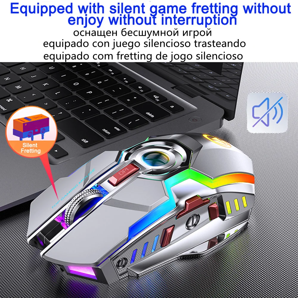 chycet 2022 wireless mouse gamer 2 4g usb gaming mouse 1600dpi color led backlit rechargeable silent mice for pc laptop computer free global shipping