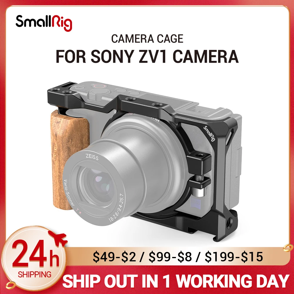 

SmallRig Light Weight Sony ZV1 Camera Vlog Cage with Wooden Handgrip for Sony ZV1 Camera Vlogging Cage 2937/2938