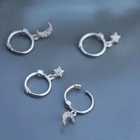 mini moon star zircon charm stud earring original small hanging earrings for women girl friend friendship gift