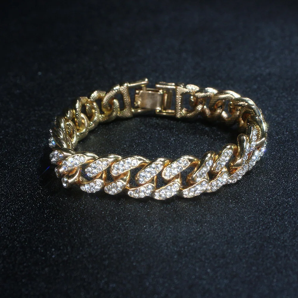 

Cuban Women's Bracelet With Electroplated Alloy Inlaid Double Row Full Zircon