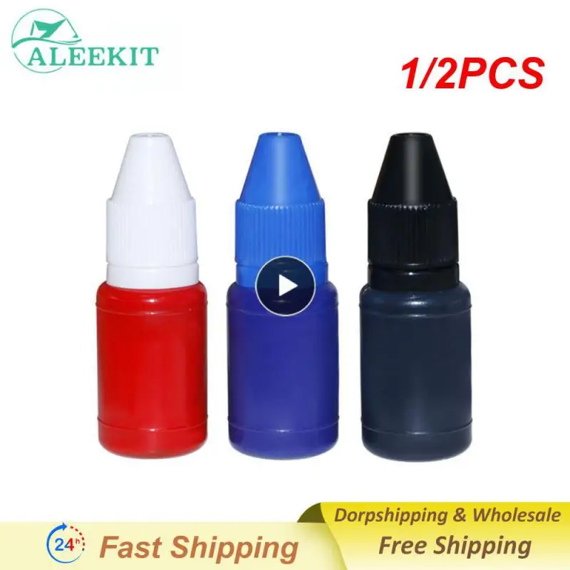 

1/2PCS 10ml Flash Refill Fast Drying Stamping Ink Inking Self-Inking For Photosensitive Stamp Oil Black Blue