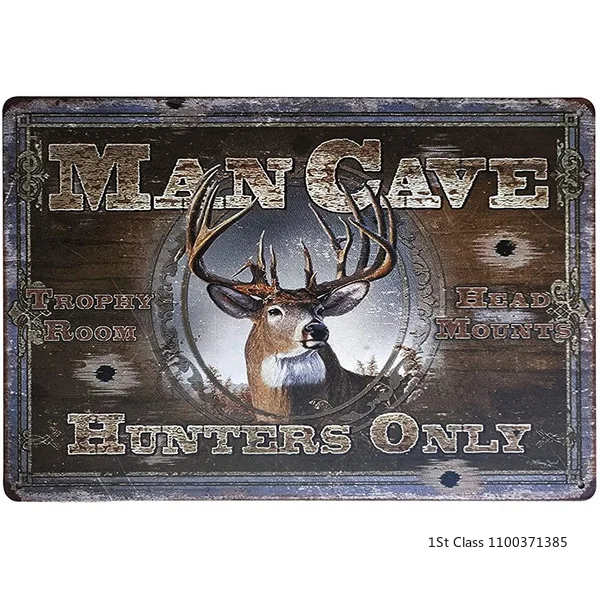 

Funny Deer Man Cave Hunters Only Retro Vintage Metal Tin Sign Art Poster Plaque Home Wall Decor Man Cave