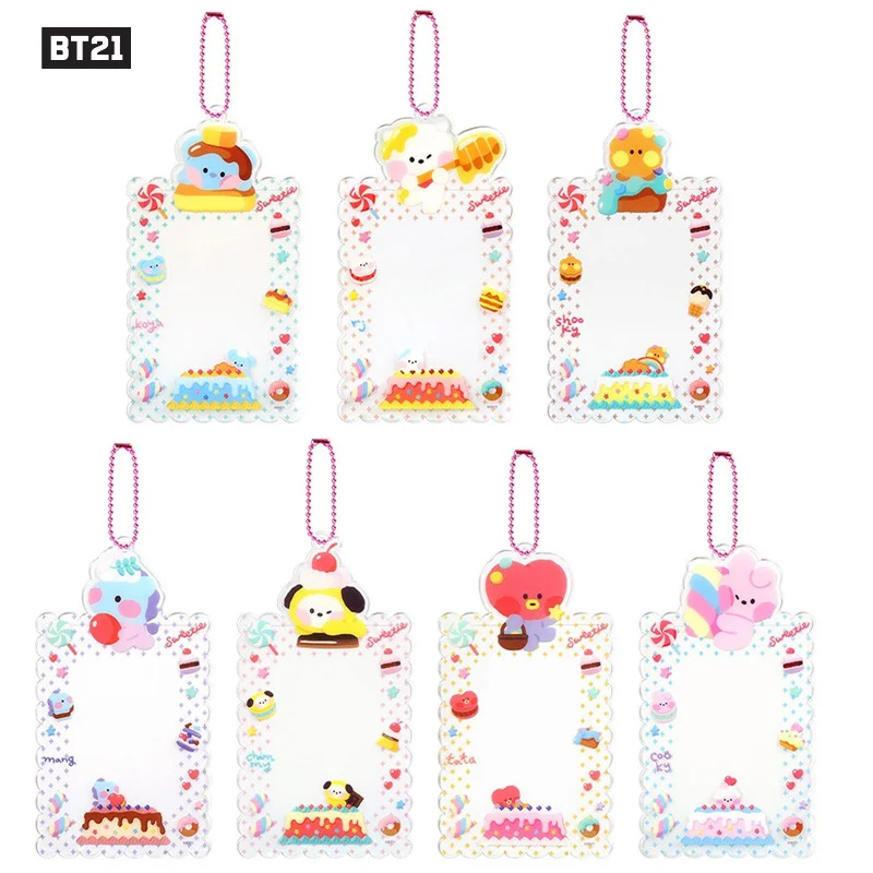 Мультяшная Акриловая Карта серии BT21, искусственная кожа, милая ТАТА, чимми, кулинария, кавайная карточка для удостоверения личности, рукав для автобусной карты, сумка, подвеска, детский подарок