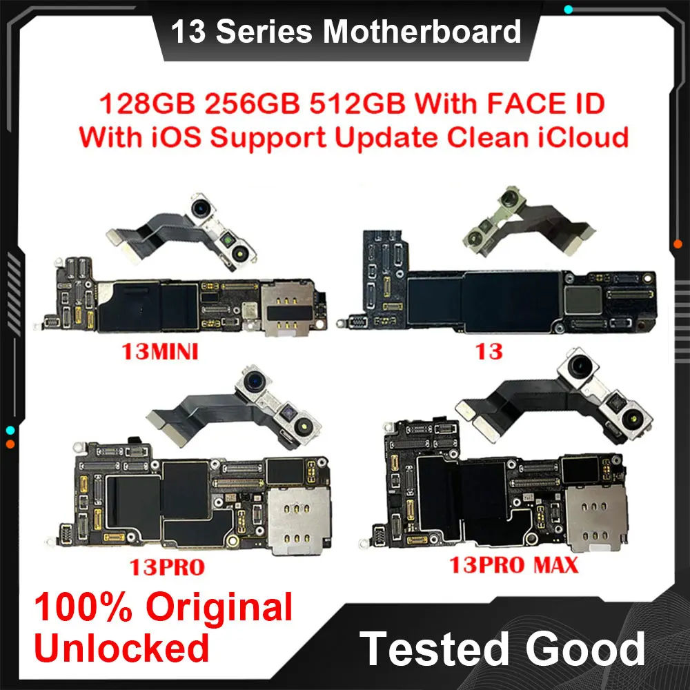 

100% оригинальная материнская плата для IPhone 13 Pro Max, материнская плата с распознаванием лица, Логическая плата для IPhone 13, хорошо протестированная материнская плата