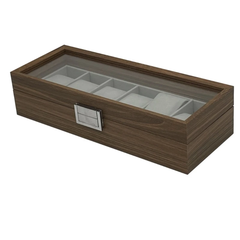 

Коробка для часов с 6 отделениями, деревянный органайзер для хранения, с металлической застежкой, для мужчин и женщин, хороший подарок на день Святого Валентина