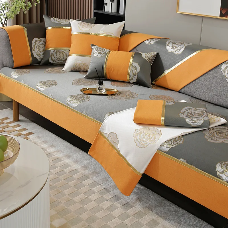 

Chenille Non-slip Sofa Cover Flowers Jacquard Sofa Cushion Embroidery Sofa Backrest Armrest Towel Furniture Protection Cover