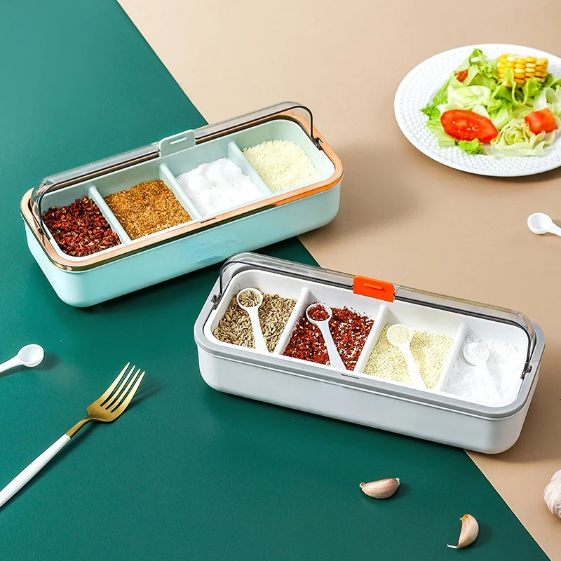 Condiment Box Combination Suit Jar Household Kitchen Condiment Bottle Storage MSG Salt Jar Multi Compartment Sealed Jar
