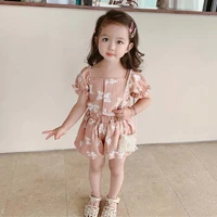 baby girls clothes childrens clothing suits bows sweet printed sports tops t shirts sweatpants five pants loose quality garment