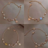 charm girl gold color star moon bracelet simple geometric fashion women popular elegant chain bracelets jewelry