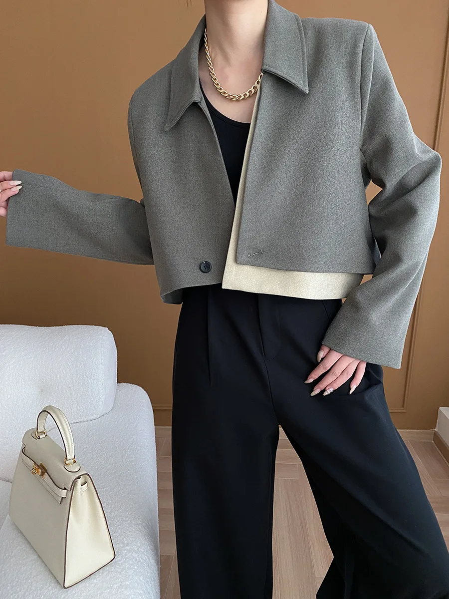 Женский весенний Новый нестандартный короткий комбинированный пиджак