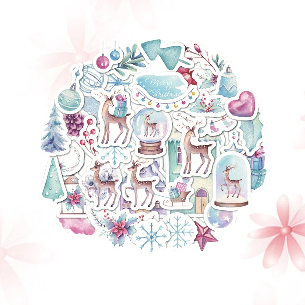 

40pcs Christmas Stickers Bulk Deer Pattern Cartoon Xmas Waterproof Graffiti Vinyl Decal Stickers For Cards Bags Boxes Scrapbook