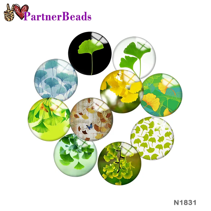 

Зеленая металлическая кнопка ginkgo для самостоятельной печати изображений, аксессуары для сумок, шляп, одежды, обуви N1831